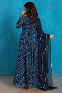 Picture of Charming Navy Blue Georgette Designer Anarkali Suit for Festivals, Sangeet, and Parties