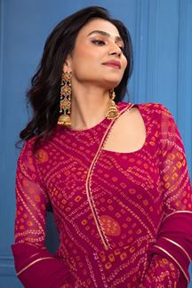 Picture of Flawless Pink and Orange Georgette Designer Anarkali Suit for Festivals, Sangeet, and Parties