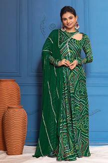 Picture of Trendy Green Georgette Designer Anarkali Suit for Mehendi, Sangeet, and Parties
