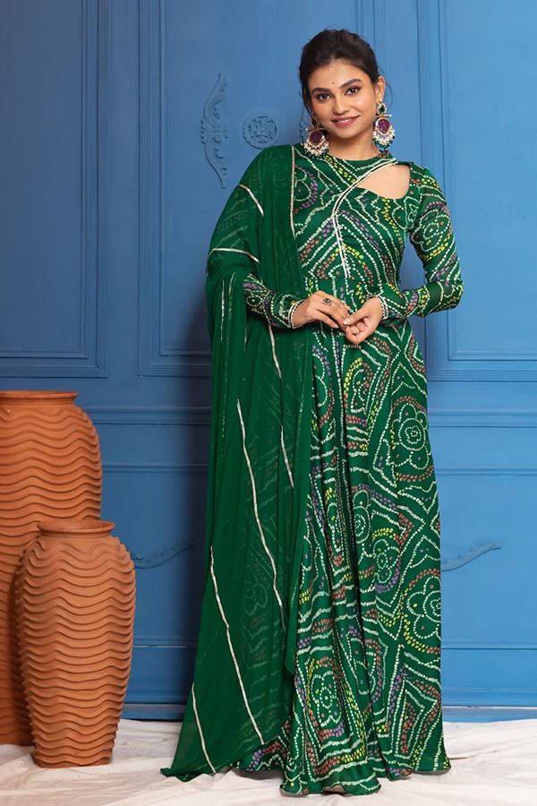Picture of Trendy Green Georgette Designer Anarkali Suit for Mehendi, Sangeet, and Parties