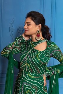 Picture of Trendy Green Georgette Designer Anarkali Suit for Mehendi, Sangeet, and Parties
