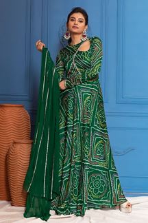 Picture of Trendy Green Georgette Designer Anarkali Suit for Mehendi, Sangeet, and Parties