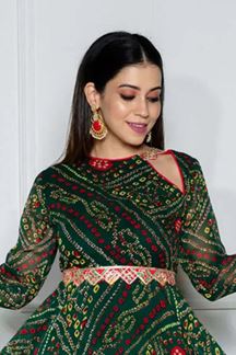 Picture of Gorgeous Green Georgette Designer Anarkali Suit for Mehendi, Sangeet, and Parties