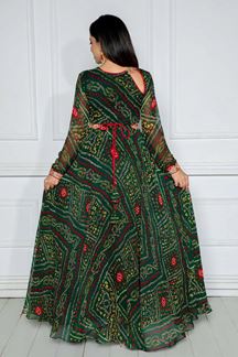 Picture of Gorgeous Green Georgette Designer Anarkali Suit for Mehendi, Sangeet, and Parties