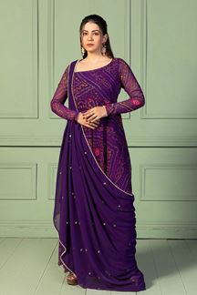 Picture of Magnificent Purple Georgette Designer Anarkali Suit for Sangeet, Parties, and Festivals