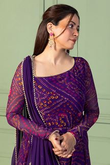 Picture of Magnificent Purple Georgette Designer Anarkali Suit for Sangeet, Parties, and Festivals