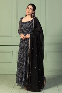 Picture of Exquisite Black Georgette Designer Anarkali Suit for Sangeet and Parties