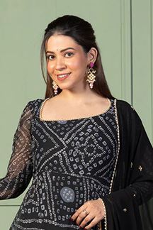 Picture of Exquisite Black Georgette Designer Anarkali Suit for Sangeet and Parties