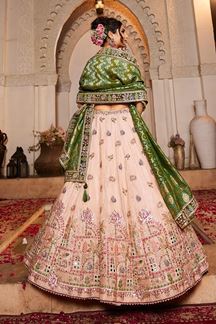 Picture of Captivating Peach Designer Indo-Western Lehenga Choli for Engagement and Reception