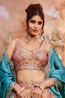 Picture of Creative Georgette Designer Indo-Western Lehenga Choli for Engagement, Wedding, and Reception