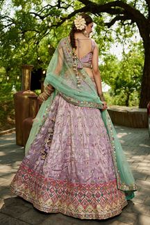 Picture of Striking Lavender Designer Indo-Western Lehenga Choli for Engagement, Wedding, and Reception