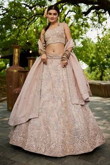 Picture of Pretty Golden Tissue Designer Indo-Western Lehenga Choli for Engagement, Sangeet, and Reception