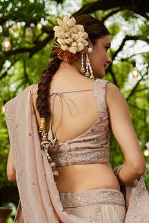 Picture of Pretty Golden Tissue Designer Indo-Western Lehenga Choli for Engagement, Sangeet, and Reception