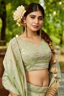 Picture of Surreal Lime Green Designer Indo-Western Lehenga Choli for Engagement, Sangeet, and Reception