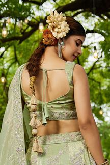 Picture of Surreal Lime Green Designer Indo-Western Lehenga Choli for Engagement, Sangeet, and Reception