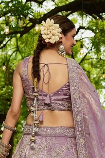Picture of Aesthetic Lavender Designer Indo-Western Lehenga Choli for Engagement, Sangeet, and Reception