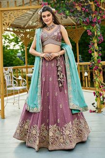Picture of Irresistible Rose Gold Designer Indo-Western Lehenga Choli for Engagement, Wedding, and Reception