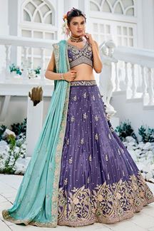 Picture of Lovely Purple Designer Indo-Western Lehenga Choli for Engagement, Wedding, and Reception