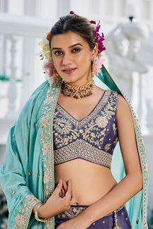 Picture of Lovely Purple Designer Indo-Western Lehenga Choli for Engagement, Wedding, and Reception