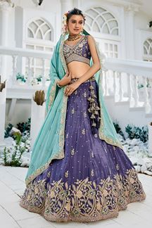 Picture of Lovely Purple Designer Indo-Western Lehenga Choli for Engagement, Wedding, and Reception