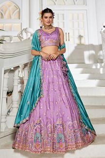 Picture of Divine Lavender Designer Indo-Western Lehenga Choli for Engagement, Wedding, and Reception