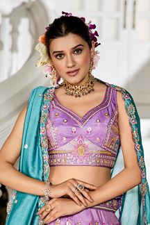 Picture of Divine Lavender Designer Indo-Western Lehenga Choli for Engagement, Wedding, and Reception