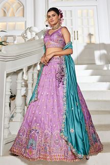 Picture of Divine Lavender Designer Indo-Western Lehenga Choli for Engagement, Wedding, and Reception
