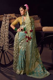 Picture of Dazzling Pure Viscose Tissue Designer Saree for Wedding, Reception, and Pre-Wedding Shoot