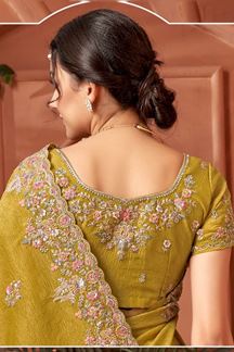Picture of Smashing Crush Silk Designer Saree for Haldi, Wedding, and Reception