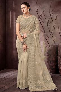 Picture of Fascinating Net Designer Saree for Engagement, Reception, and Parties