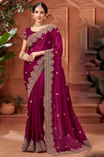 Picture of Dazzling Fendi Satin Designer Saree for Wedding, Reception, and Festivals