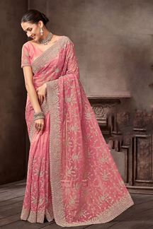 Picture of Striking Tissue Net Designer Saree for Engagement, Wedding, and Reception
