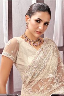 Picture of Flamboyant Net Designer Saree for Sangeet, Parties, and Reception