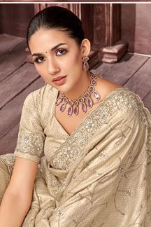 Picture of Aesthetic Jacquard Silk Designer Saree for Engagement, Wedding, and Reception
