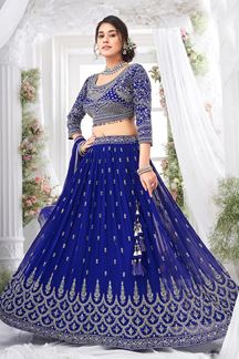 Picture of Impressive Royal Blue Designer Bridal Lehenga Choli for Wedding and Reception