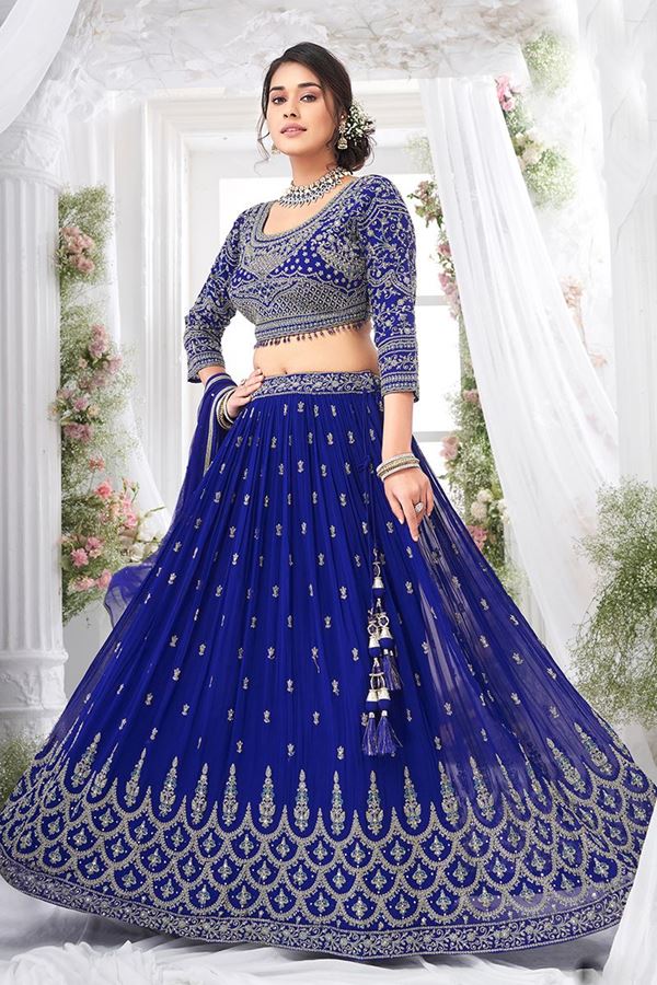 Picture of Impressive Royal Blue Designer Bridal Lehenga Choli for Wedding and Reception