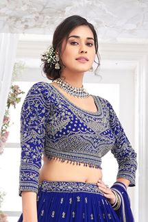Picture of Impressive Royal Blue Designer Bridal Lehenga Choli for Wedding and Reception