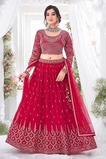 Picture of Exuberant Red Designer Bridal Lehenga Choli for Wedding and Reception