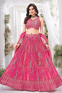 Picture of Magnificent Pink Designer Indo-Western Lehenga Choli for Engagement, Reception, and Sangeet