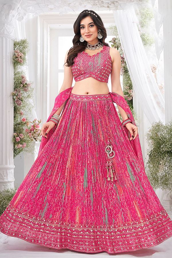 Picture of Magnificent Pink Designer Indo-Western Lehenga Choli for Engagement, Reception, and Sangeet