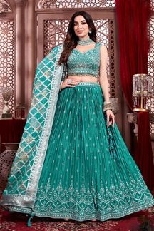Picture of Exquisite Rama Designer Indo-Western Lehenga Choli for Engagement, Reception, and Mehendi