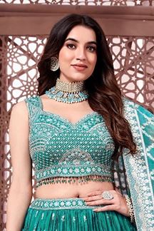 Picture of Exquisite Rama Designer Indo-Western Lehenga Choli for Engagement, Reception, and Mehendi