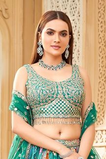 Picture of Aesthetic Rama Designer Indo-Western Lehenga Choli for Engagement, Reception, and Pre-Wedding Shoot