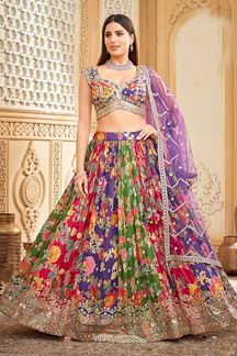 Picture of Delightful Chinnon Designer Indo-Western Lehenga Choli for Reception, Sangeet, and Pre-Wedding Shoot