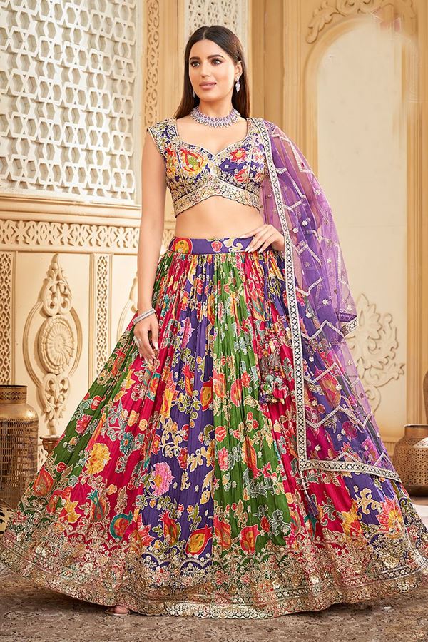 Picture of Delightful Chinnon Designer Indo-Western Lehenga Choli for Reception, Sangeet, and Pre-Wedding Shoot