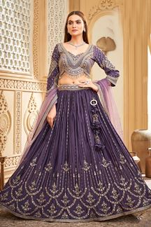 Picture of Lovely Purple Designer Wedding Lehenga Choli for Wedding, Reception, and Sangeet