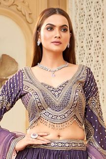 Picture of Lovely Purple Designer Wedding Lehenga Choli for Wedding, Reception, and Sangeet
