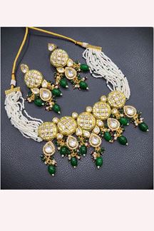 Picture of  Smashing Green Designer Necklace Set for Wedding, Reception, and Mehendi