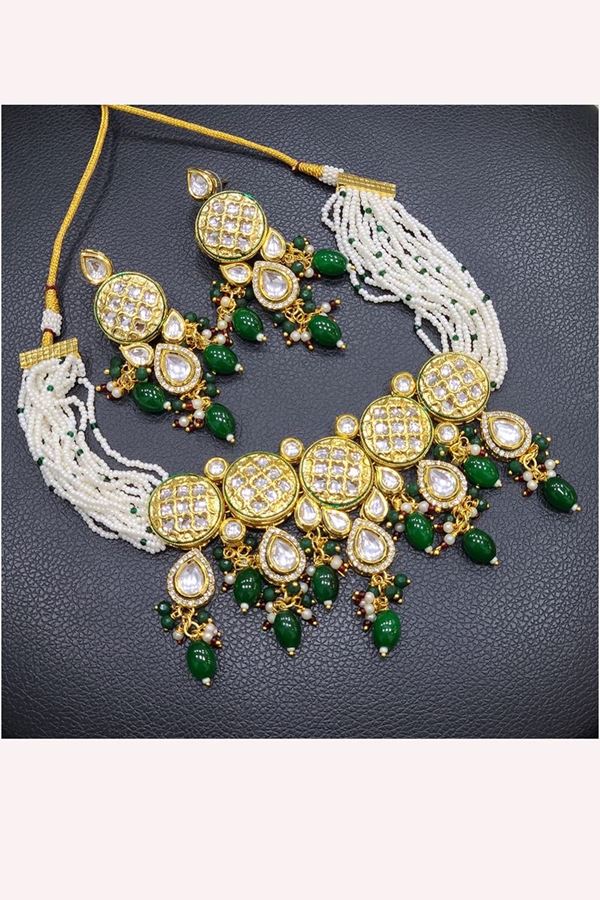 Picture of  Smashing Green Designer Necklace Set for Wedding, Reception, and Mehendi