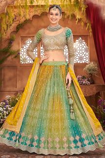 Picture of Trendy Yellow and Green Designer Wedding Lehenga Choli for Wedding, Reception, and Sangeet
